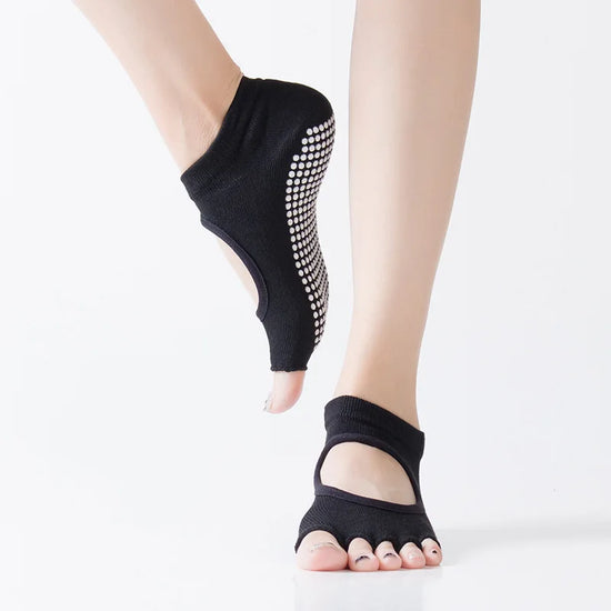Chaussettes de Yoga à Cinq Doigts avec Semelle en Caoutchouc Antidérapante